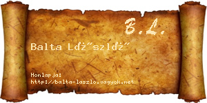 Balta László névjegykártya